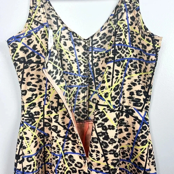 Lush Womens Small Leopard Print Abstract Romper Cocktail Party Vacation Beach - Picture 4 of 6